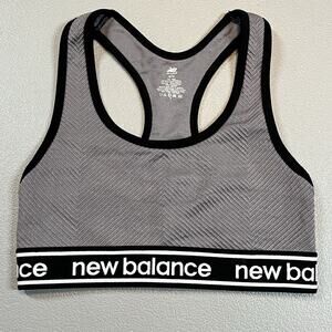 New Balance Medium Impact Sports Bra 1153 SILVERMINK Black Gym Yoga Racerback